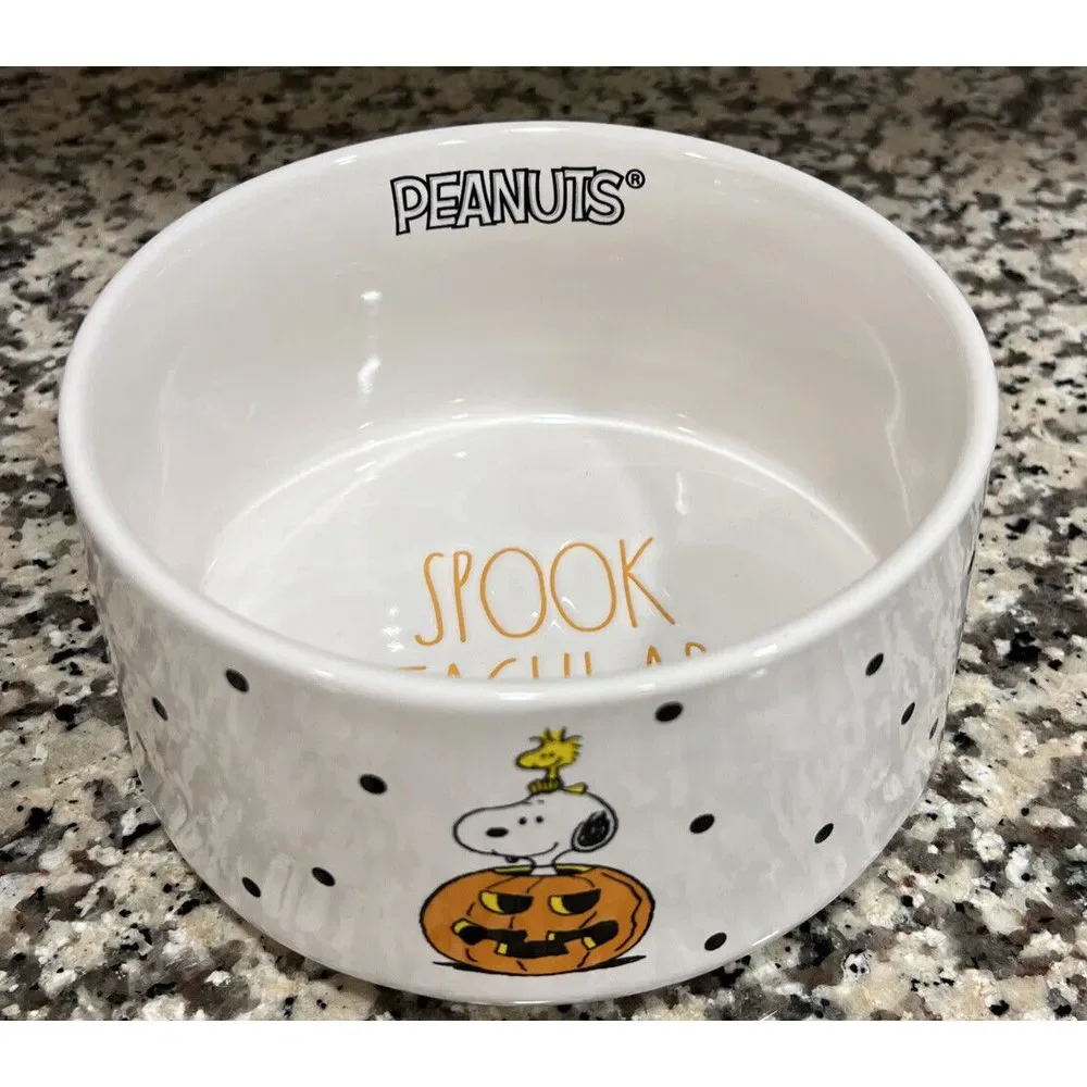 Peanuts x Rae Dunn 2023‎ Halloween Spook Tacular Snoopy & Woodstock Pet Dog Bowl